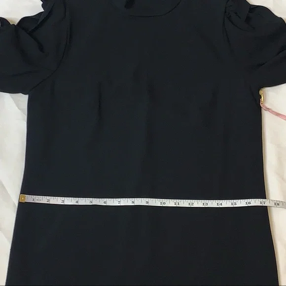 💥SOLD💥Alex Marie Nina Bow Sleeves Mock Neck Mini Dress Black Sz 2 NWT - Picture 8 of 10